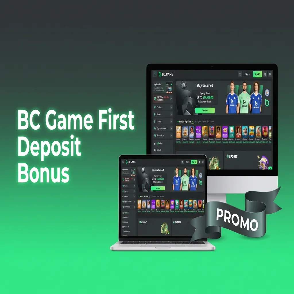 BC Game first deposit bonus banner showing 180% or 300% welcome offer for new users with deposit requirements