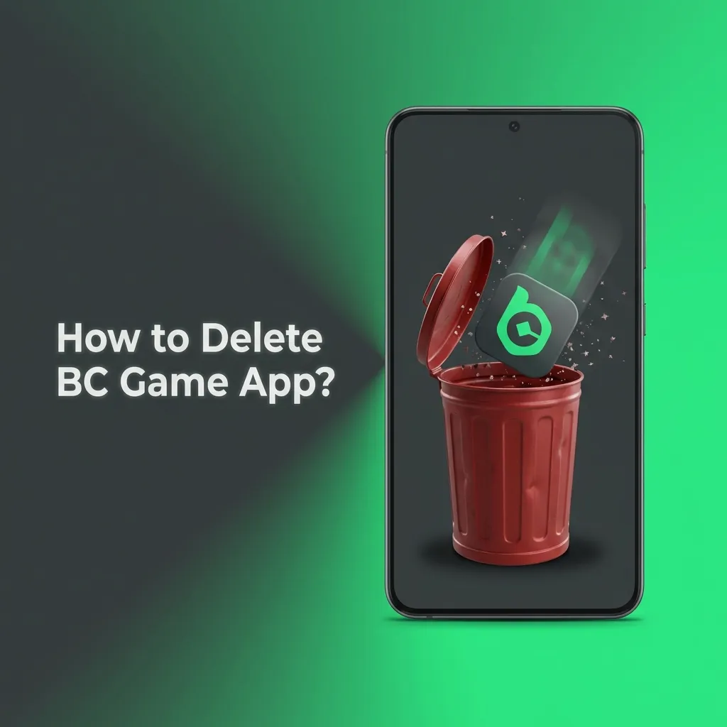 User pressing and holding BC Game app icon to uninstall from smartphone home screen