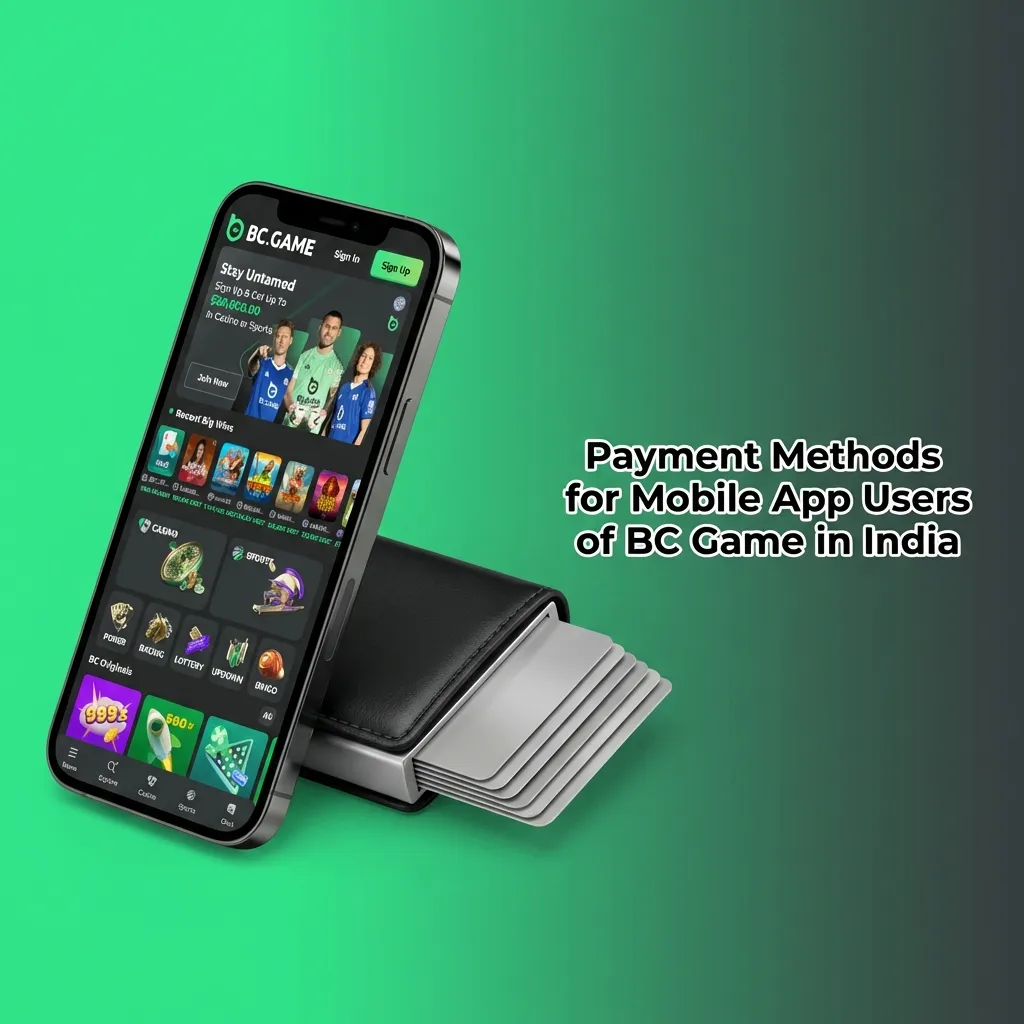 BC Game India mobile app payment methods including UPI, Paytm, PhonePe, Google Pay, and cryptocurrency options