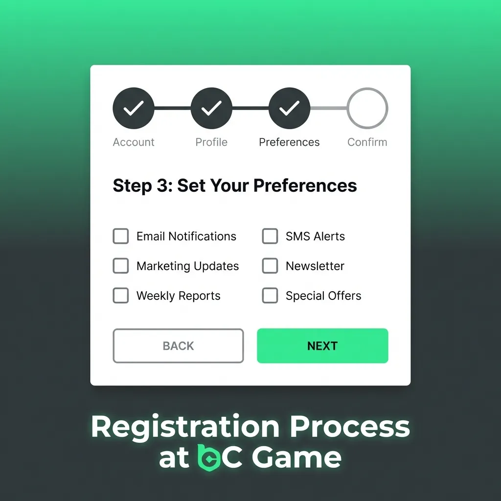 BC Game registration form showing quick sign-up options via email, phone, or social media in under two minutes