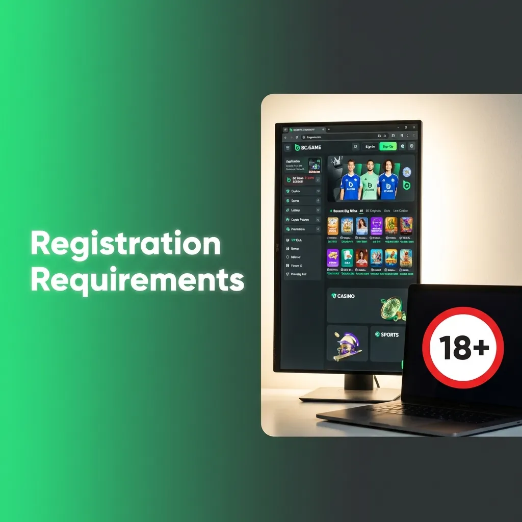 List of five account registration requirements including age, verification, and identity documentation rules.