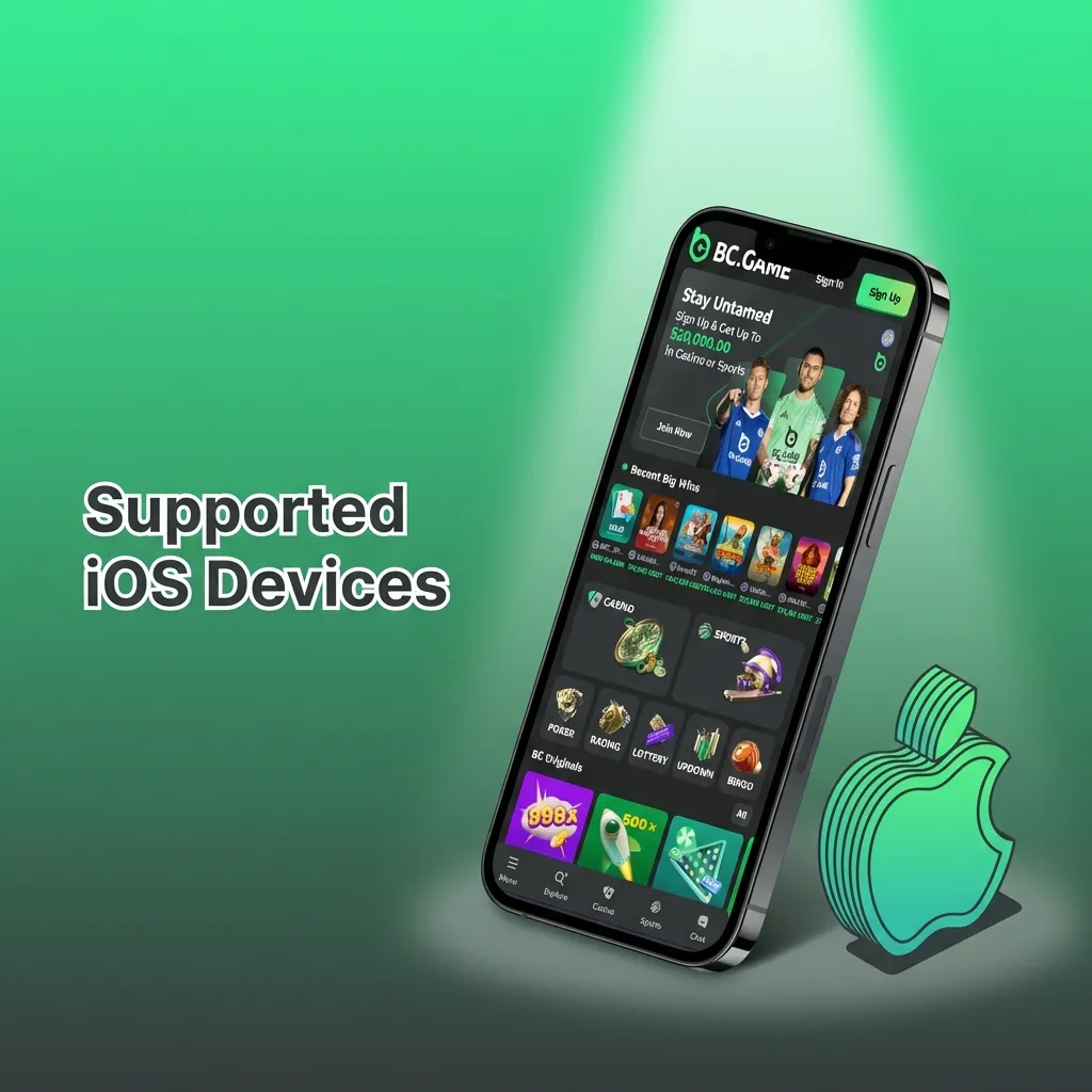 List of compatible Apple devices for BC Game app including iPhone, iPad, and iPod Touch models from 2015 onwards