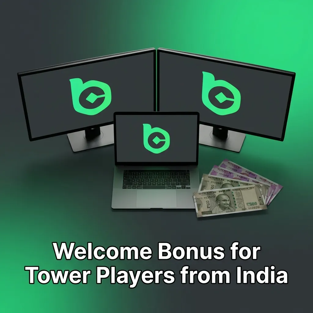 BC Game welcome bonus offer for Indian Tower players showing 180-300% first deposit bonus up to ₹50,000
